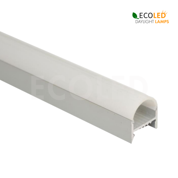 LED Aluprofil  H-RUND - 2m Aluminiumprofil mit gefrosteter Einpressabdeckung für LED Streifen