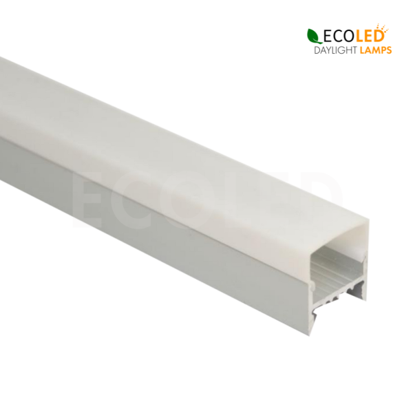 LED Aluprofil H-ECKIG - 2m Aluminiumprofil mit gefrosteter Einpressabdeckung für LED Streifen