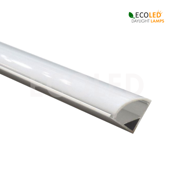 LED Aluprofil Winkel RUND - 2m Aluprofil mit gefrosteter Einpressabdeckung für LED Streifen