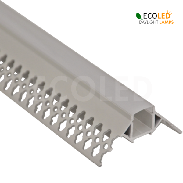 LED Aluprofil TROCKENBAU AUSSENECK - 2m Aluminiumprofil mit gefrosteter Einpressabdeckung und Endkappen für LED Streifen