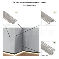 LED Aluprofil TROCKENBAU INNENECK -2m Aluminiumprofil mit gefrosteter Abdeckung und Endkappen für LED Streifen